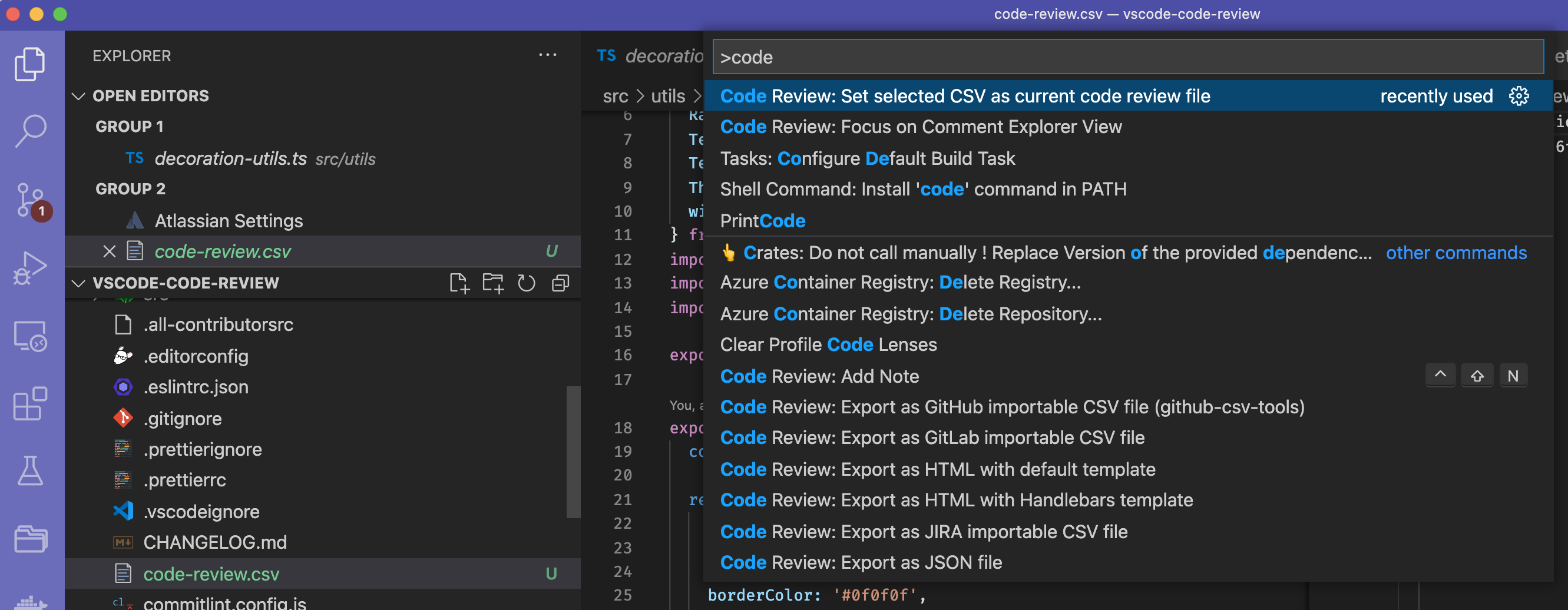 Select review CSV